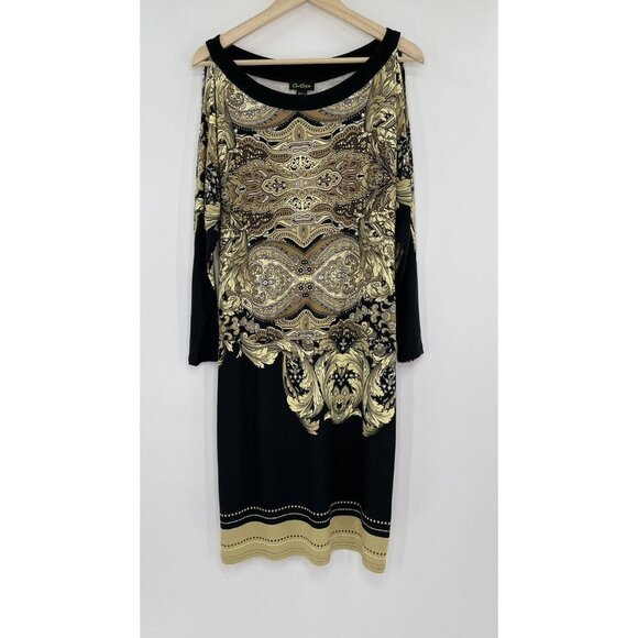 Cartise Women’s Cold Shoulder Scroll Motif Dress Size 6 - Picture 2 of 10